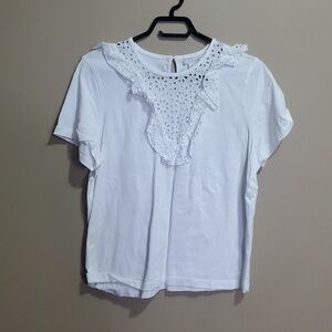 White eyelet lace detail top size xl